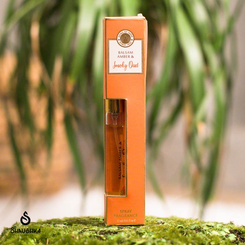Woda perfumowana w sprayu, Dymny Oud & Balsamiczny Amber, 12 ml. Song of India